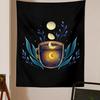 Moon Starry Sky Tapestry Flat Print Tarot Cat Moth Flower Pattern Aesthetic Wall Hanging for Bedroom  Living Room Home Wall