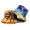 Soft Breathable Bucket Hat Sun Protective Caps with Tropical Scenery Print for Outdoor Activity and Travel Beach Vacation