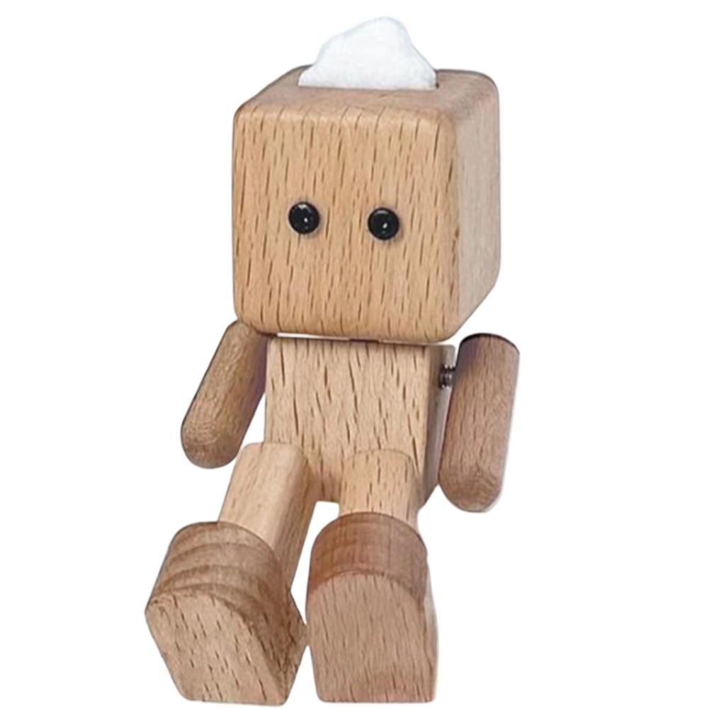 Handmade Shaking Wooden Man Figurine Car Decoration Small Ornaments Leg-swinging Robot Figurine Cute Wood Man Car Good Creative