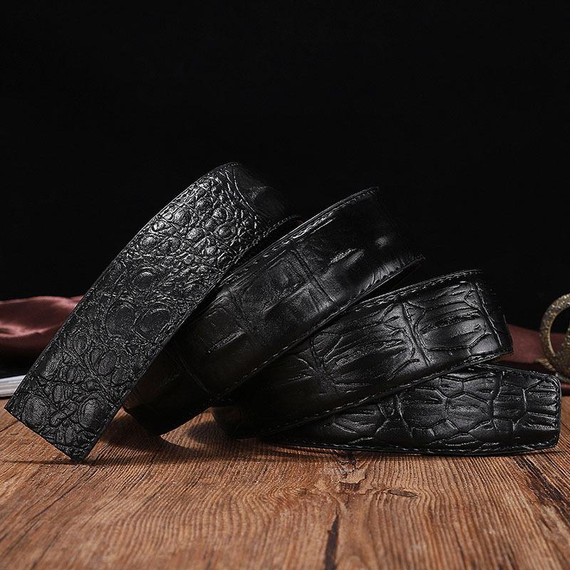 Men's Crocodile Pattern Leather Belt with Automatic Buckle - Korean Style, Trendy, and Versatile 