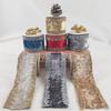Maßgeschneidertes kabelgebundenes Weihnachts-Samtband mit exquisiter goldener Kante, metallisches Samtband zur Dekoration