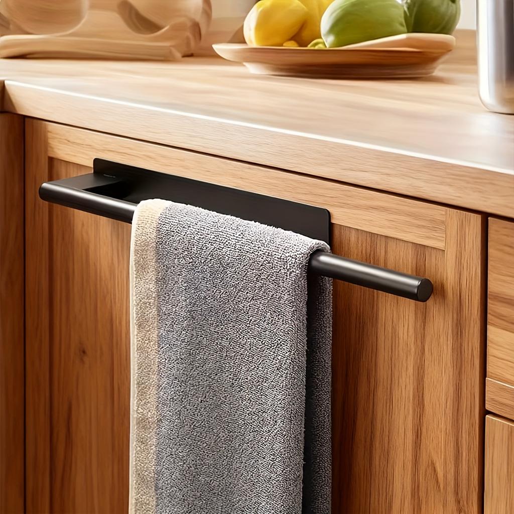 1pc Stainless Steel Towel Rack | Wall Mounted, Self-adhesive, No Drilling Required, Contemporary Style for Kitchen and Bathroom