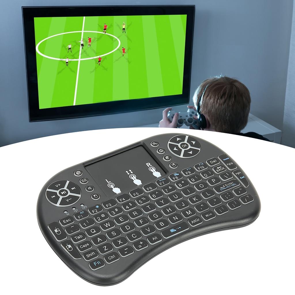 Mini Wireless Keyboard Backlit Black 2.4G RF 10 Meter Working Distance Smart Touchpad