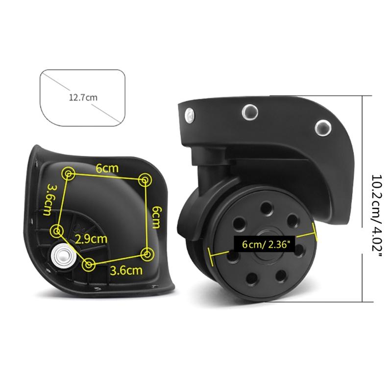 2Pcs Trolley Casters Replacement Heavy Duty Roller Wheel for Luggage Box Suitcase 360 Degree Swivel kit SilentWheel