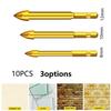 10X 8/10/12mmTitanium Ceramic Tile Marble Glass Drill Bits Spear Head Hex Shank