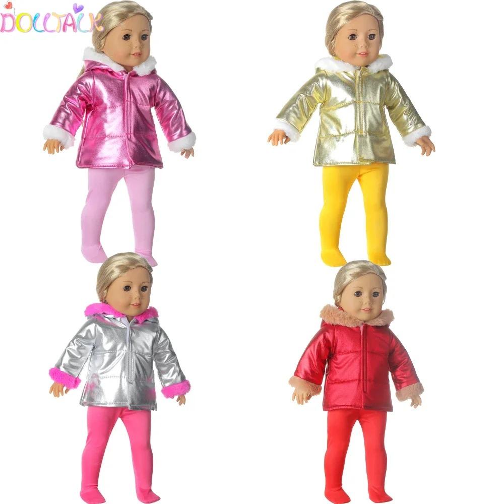Down Jacket For 18 Inches American Doll Cute Fur Collar Hoodie Doll Clothes Suit Fit 43cm New Baby OG Girl Dolls Best Gift Shoes