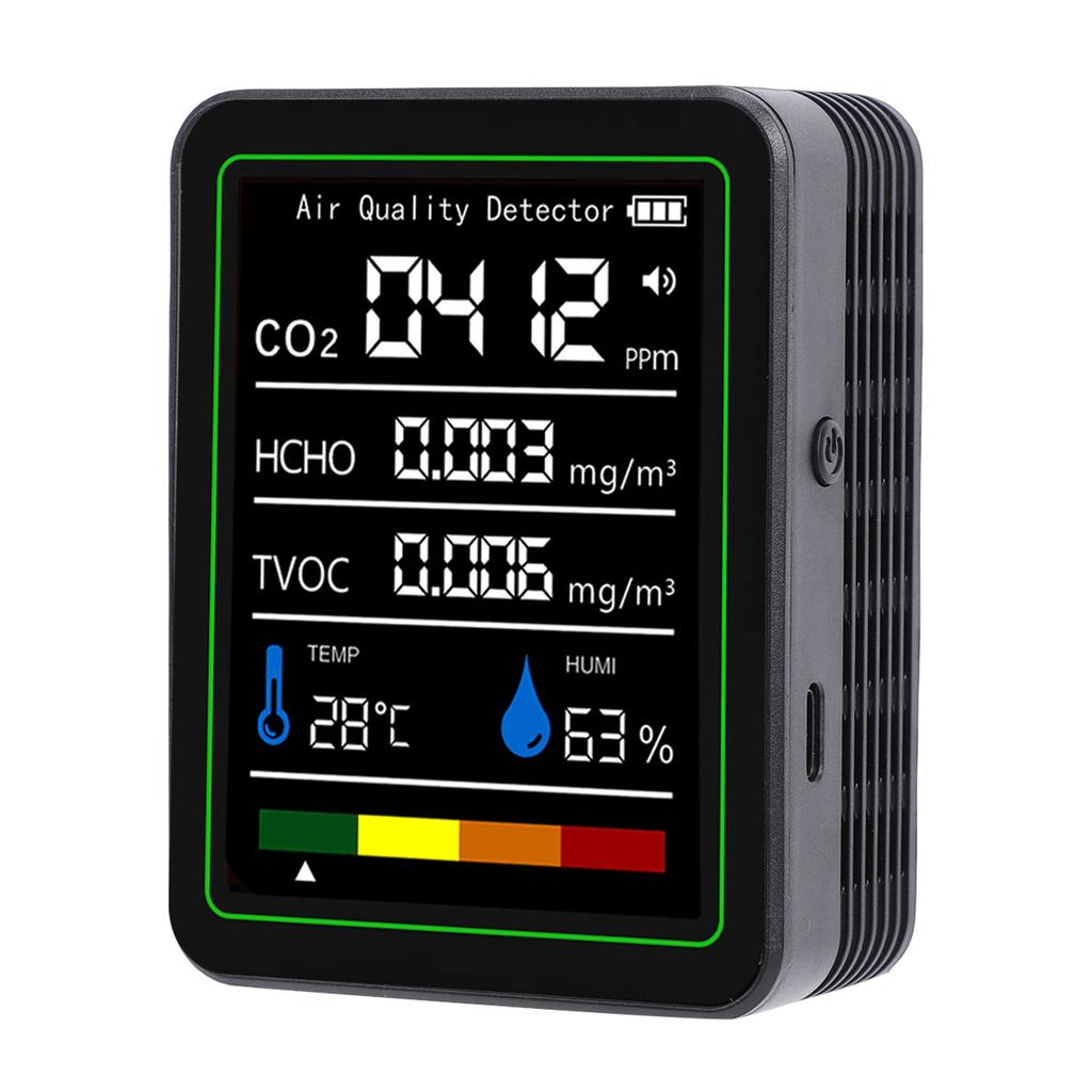 5 in 1 Air Quality Detector CO2 TVOC HCHO Temperature Humidity Tester Real Time Accurate Detection Air Quality Meter