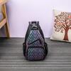 Leuchtende Tasche für Damen, geometrischer Laser-Rucksack, gesteppte Umhängetaschen, Hologramm-Laser, schlichte Brusttasche