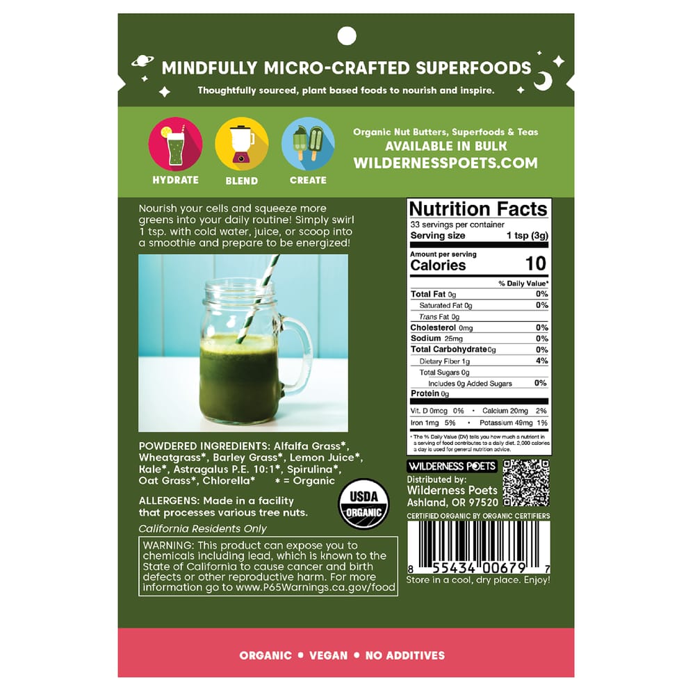 Wilderness Poets Alkalizing Super Green 99g (3.5oz)