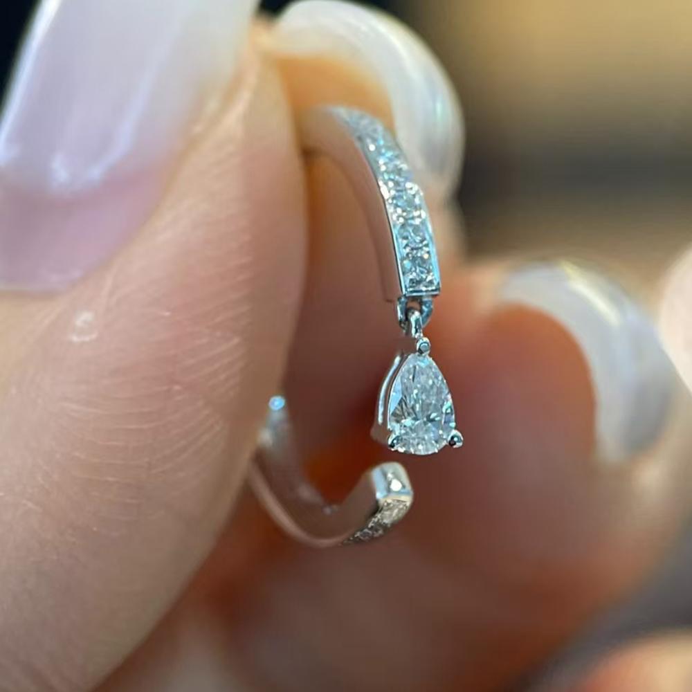 4x6mm Pear Cut All Moissanite Ring for Women CopperWaterdrop Swing Tail Ring Full Eternity Band Party Jewelry Gift