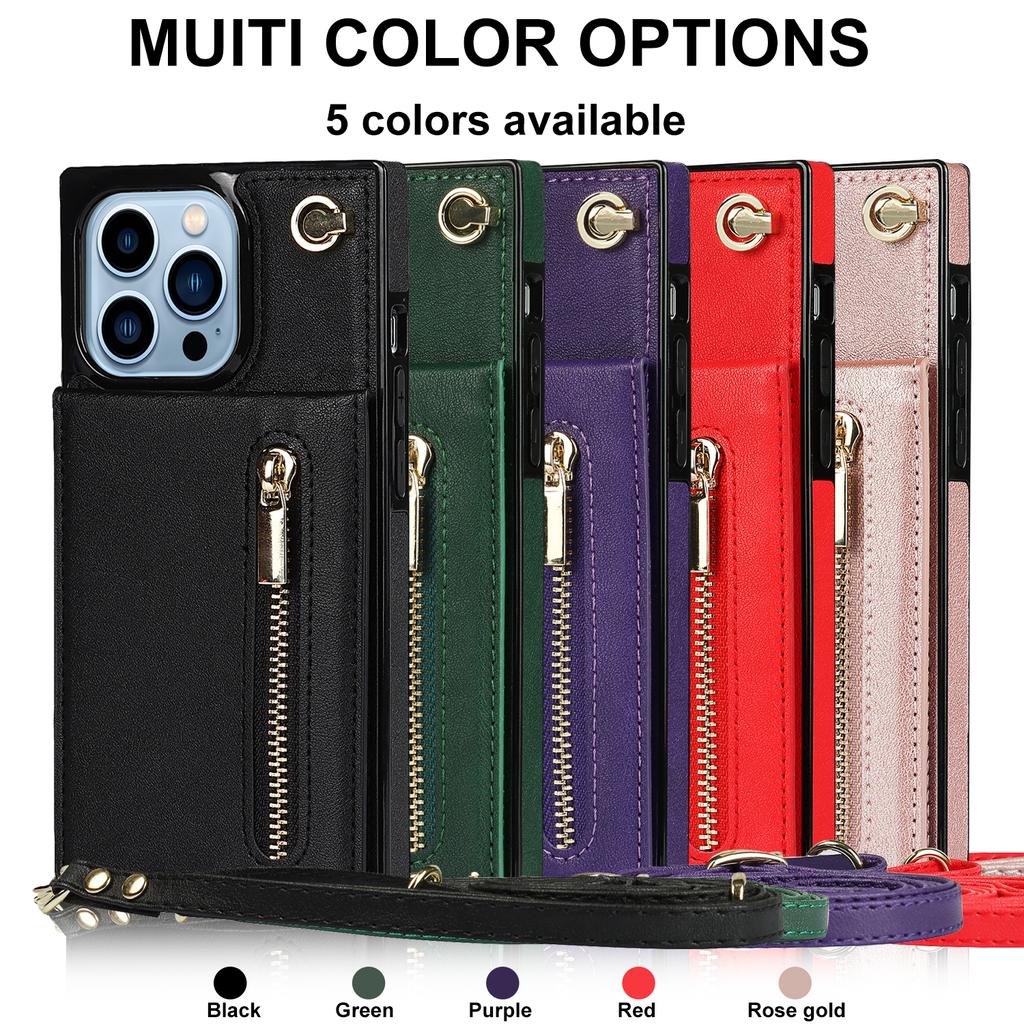 CrossBody Lanyard Zipper Wallet Leather Case for iPhone 15 14 Plus 13 12 11 Pro Max XSMax 8 7 P Samsung S24 S23 S22 S21 Ultra Plus S23 S21 FE Note20Ul