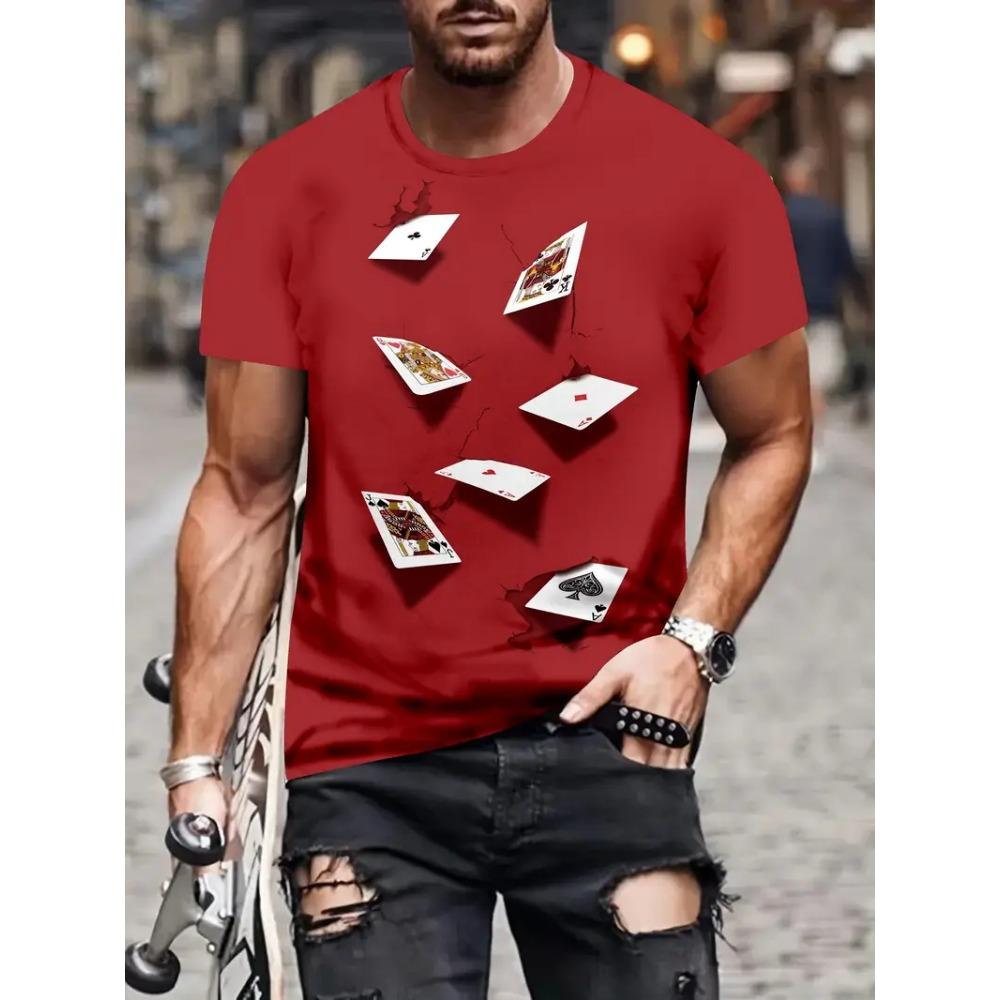New 3D Poker King Pattern Casual Short Sleeve T-shirt Men's Comfortable T-shirts Streetwear