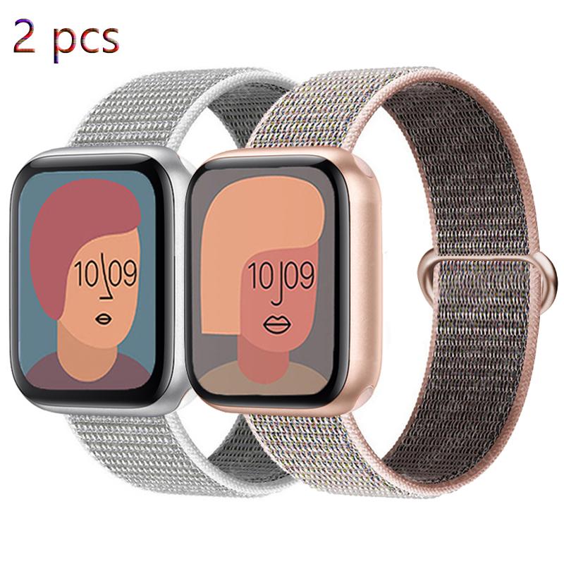 2pcs Straps For Apple Watch Band 44mm 40mm 45mm 46mm 42mm 49mm 41mm Nylon Loop Bracelet iwatch Series 10 9 8 7 6 5 3 se ultra 2