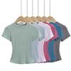 Pure Desire Women's Spicy Girl Round Neck Ribbed Summer T-Shirt
