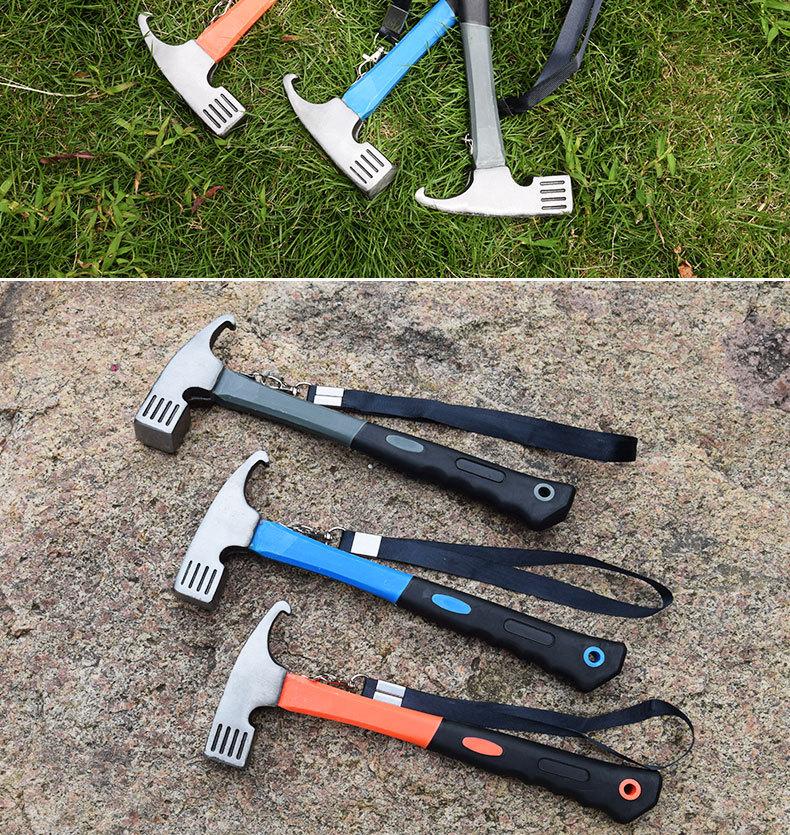 Multifunktionaler Adlerbeilhammer Hochkohlenstoffstahl Schafshornhammer Nagelzieher Geeignet für Zeltplane Befestigung