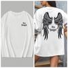 Ladies Fashion Angel Wings Printed Casual Loose Short Sleeve Tshirt Round Neck Comfortable Tshirt