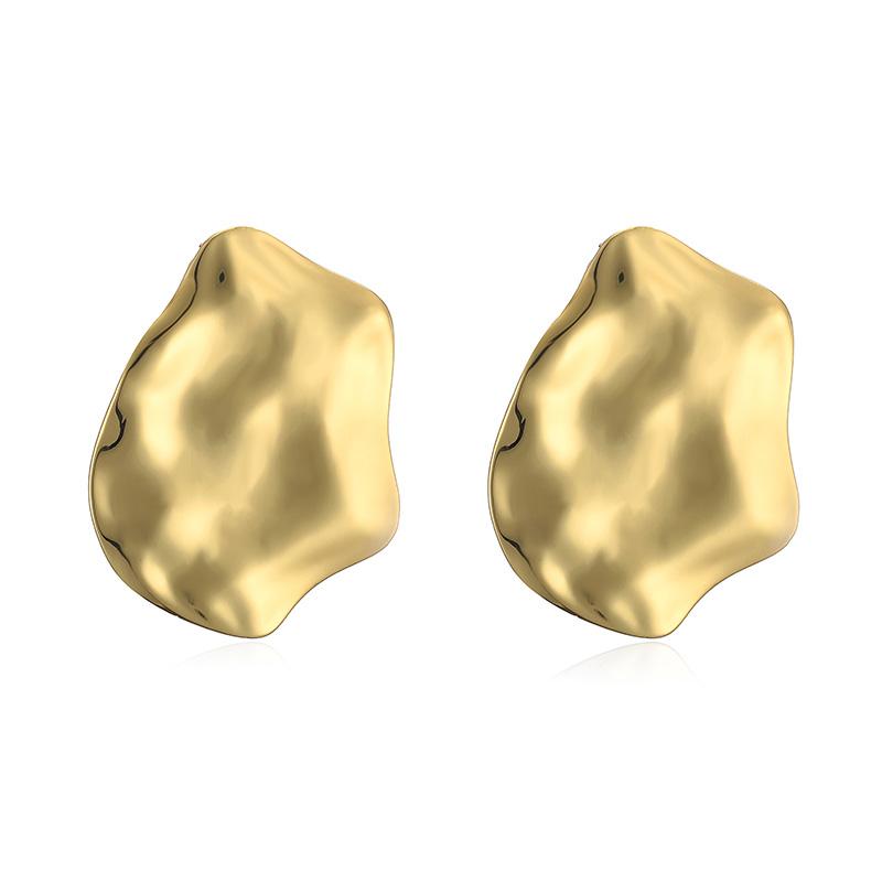 

HECHENG,Punk Vintage Smooth Metal Hoop Earrings for Women Gold Color C Shape Circle Geometric Earrings Trendy Zircon Gifts New