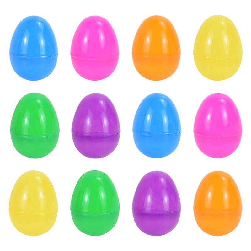 12Pcs Plastic Easter Eggs Fillable Kids Toy Candy Gift Packaging Box Happy Easter Party Home Decoration Birthday Party Supplies
