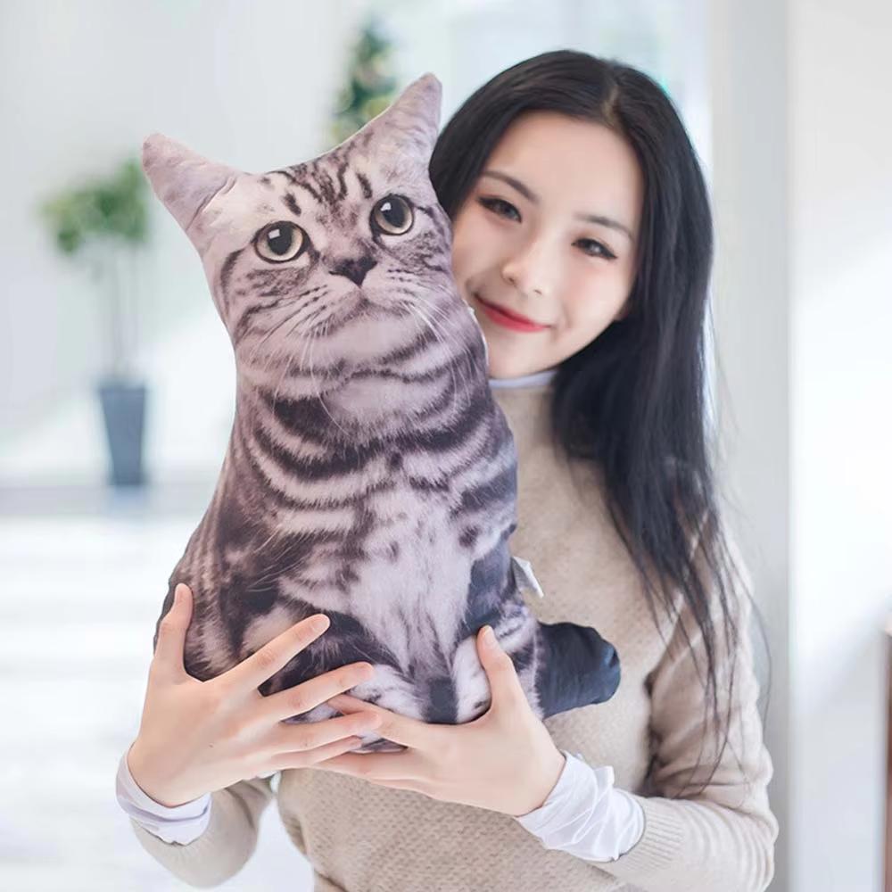 3D/35cmCat Figures Pillows Soft Simulation Cat Shape Cushion Sofa Decoration Throw Pillows Cartoon Plush Toys Friend Kids Gifts