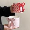 1Pc Bow Handle Heart Ceramic Mug Creative Checkerboard Pattern Coffee Cup for Home Decoration