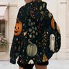 Women Plus Size White Zip Up Hoodie Long Sleeve Halloween Dachshund Printed Drawstring Hood With Pockets