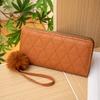New fashionable medium and long embroidered rhombus women's wallet multi-card clutch bag