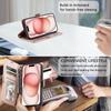 For iPhone 15 Leather Case Rhombus Texture Wallet Stand Phone Cover with Wrist Strap