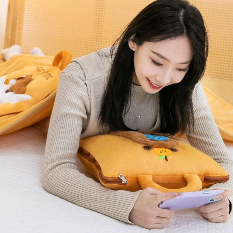 Capybaras Pillow Quilts Double-use Cushions Spring and Summer Office Naping Pillow Gift Cushions Folding Air Conditioning