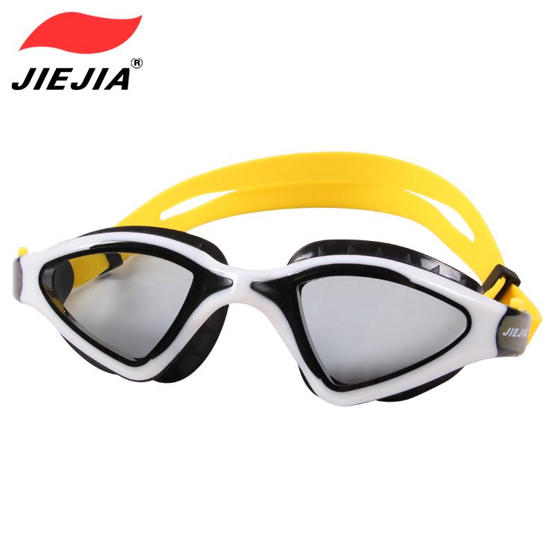 JieJia s new swimming goggles GS20 Adult high-definition comfortable waterproof anti-fog swimming goggles Large-frame swimming goggles Black and White