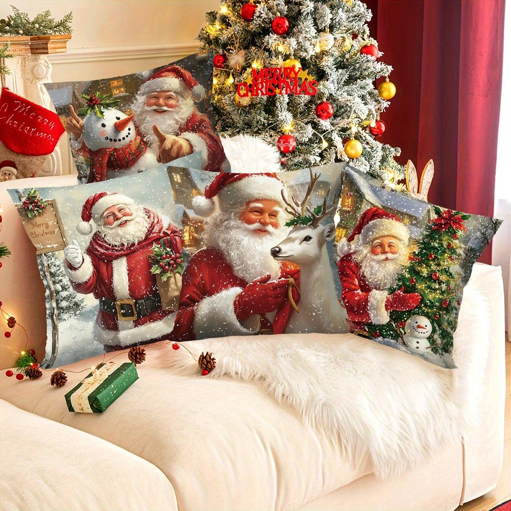 Christmas Santa Cushion Cover Decorative Pillow Cover Throw Pillow Case Home Decor Christmas Decor For Home Sofa Pillowcase