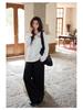 Yimeng 2026 Korean High Waist Wide Leg Retro Jeans in Dark Blue