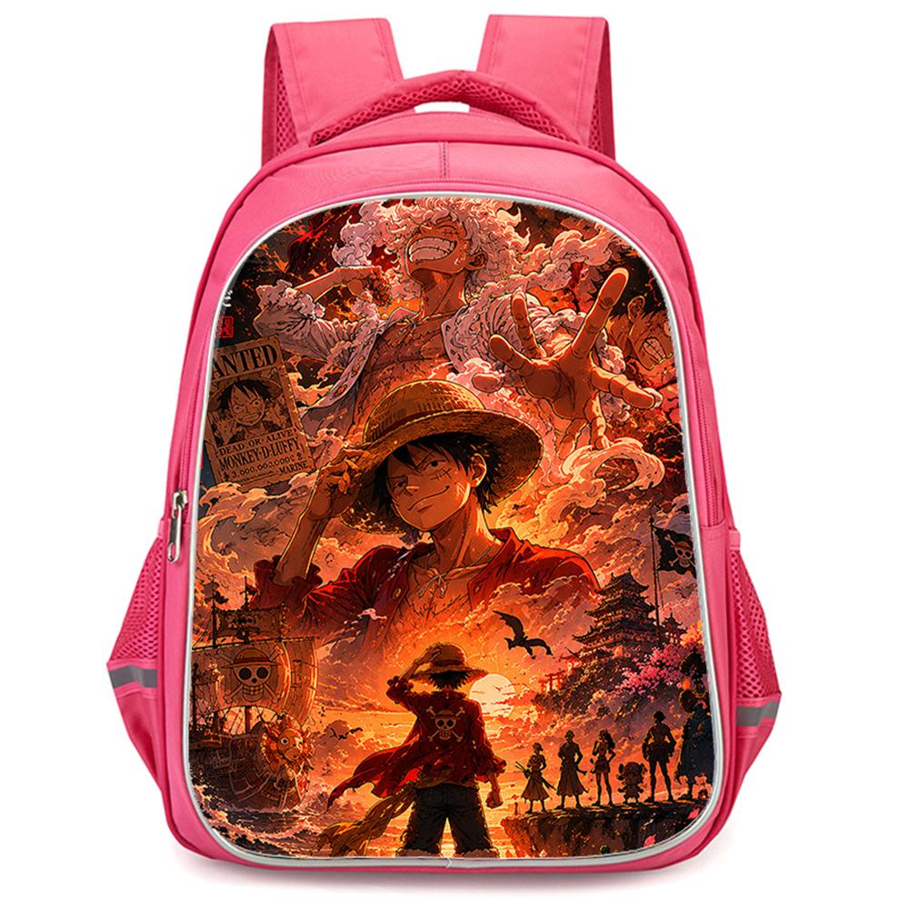 One Piece Mochila 16-Inch Cartoon Pink Lightweight Durable Children's School Backpack Ideal Gifts For Boys And Girls Ages 6-10
