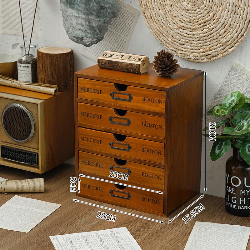 Wooden computer heightening rack office desktop storage organizing cabinet wooden box drawer cosmetic storage box wooden box
