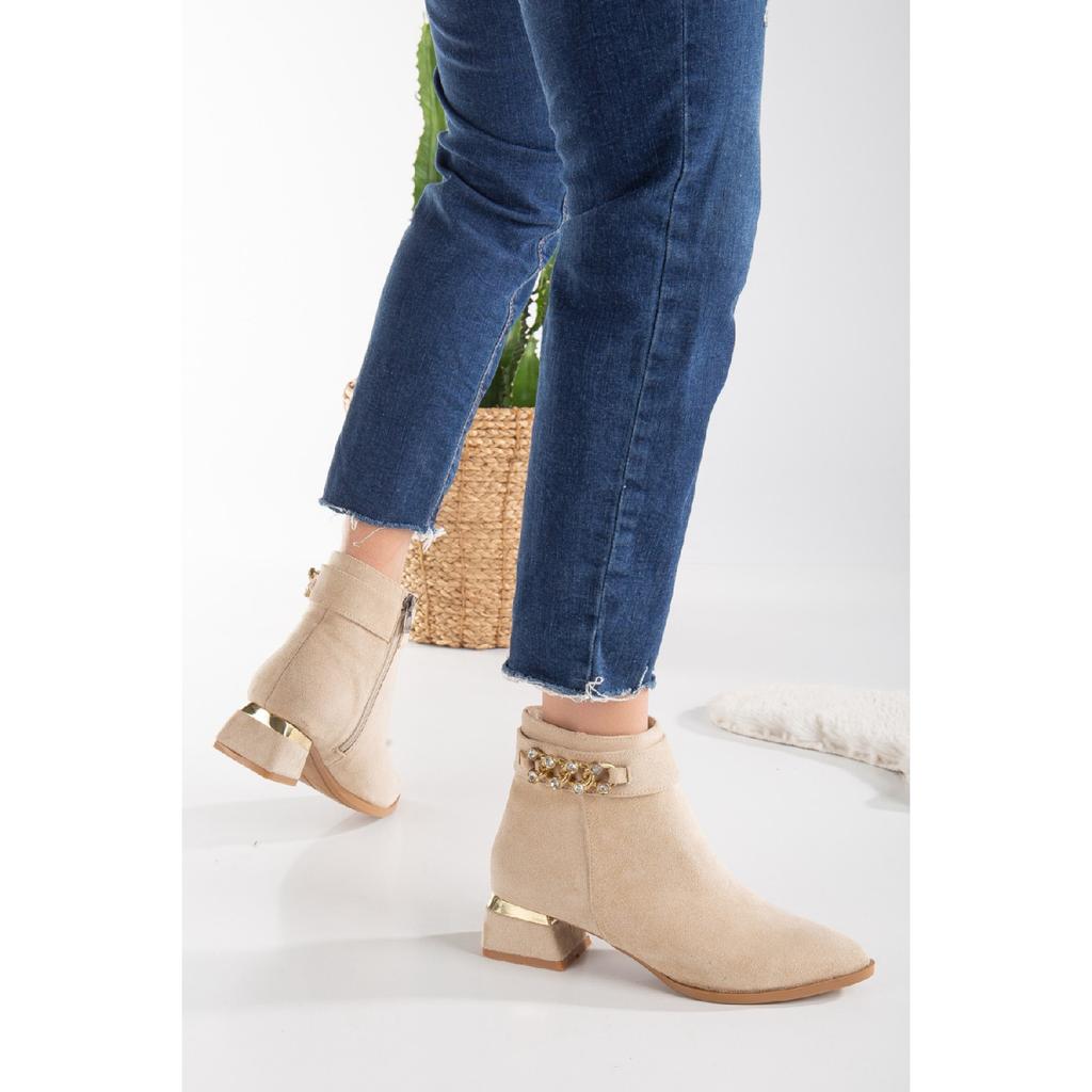 Bilalim 0503 Botas femininas diárias com pedras e pérolas no salto 3 cm