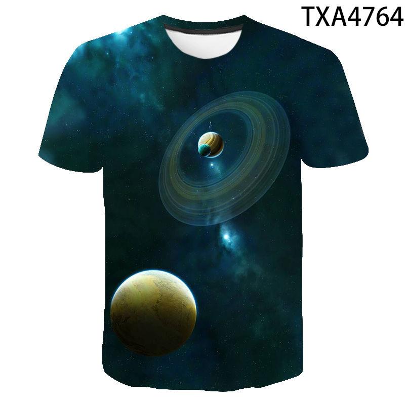 New Fashion Space Planet Space Galaxy Men's and Women's Summer Casual Short Sleeve 3D Printed T-shirt