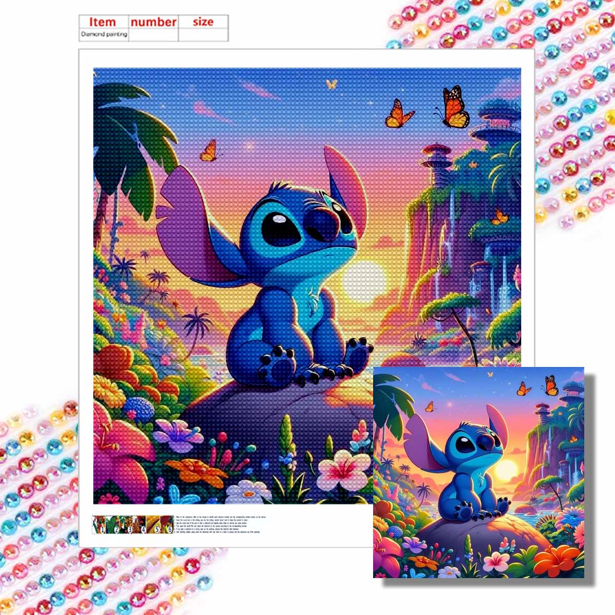 

5D DIY Diamond Painting Kit,Stitch Looking Up To , Adult Beginner 5D Round Diamond Embroidered Crystal Mosaic Crafts, Suitable for Home Wall Settings Round 20x20cm