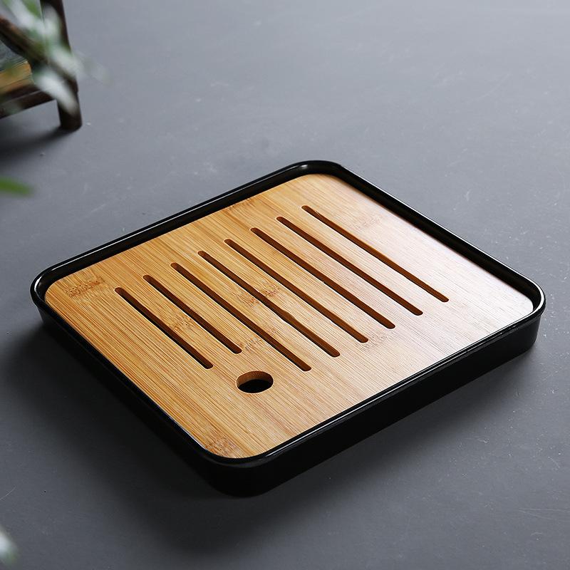Japanese Style Black One Pot Four Cups Coarse Ceramic Travel Bag Tea Set with Handle Dry Brewing Plate Gift
