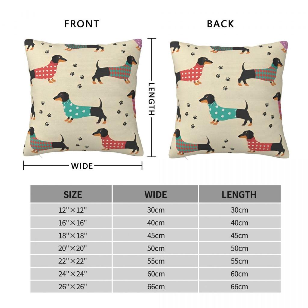 Animal Dachshund Dog Square Pillow Case Throw Pillow Cartoon Custom Cushion Covers