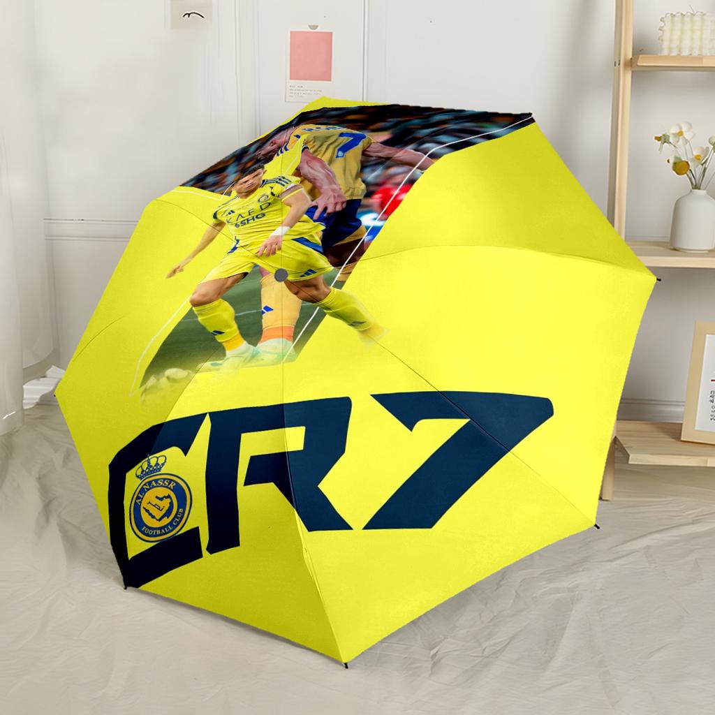 Ronaldo's Legacy Soccer Automatic Umbrella Compact 8-Rib Lightweight Durable Plastic & Iron Perfect for Outdoor Adventures Fashion Lovers