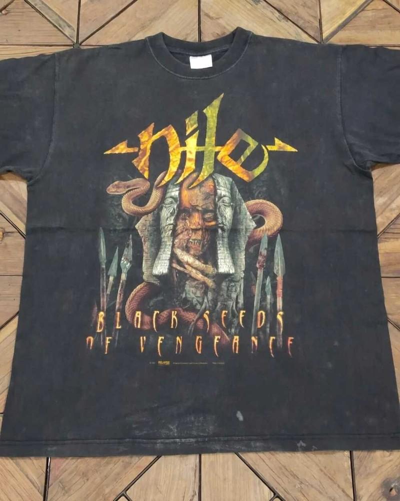 Vtg Nile Band Black seeds of vengeance White Shirt Unisex S to 5XL DO0168 Unisex T-Shirt S
