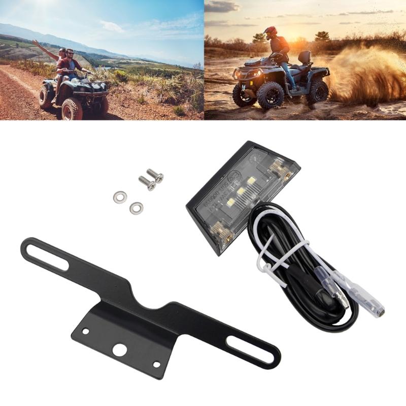 Lâmpada de Placa de Licença Multifuncional para Motocicleta com Suporte Suporte para Lanterna Traseira Lâmpada de Placa de Licença de Alumínio com Moldura para Motos