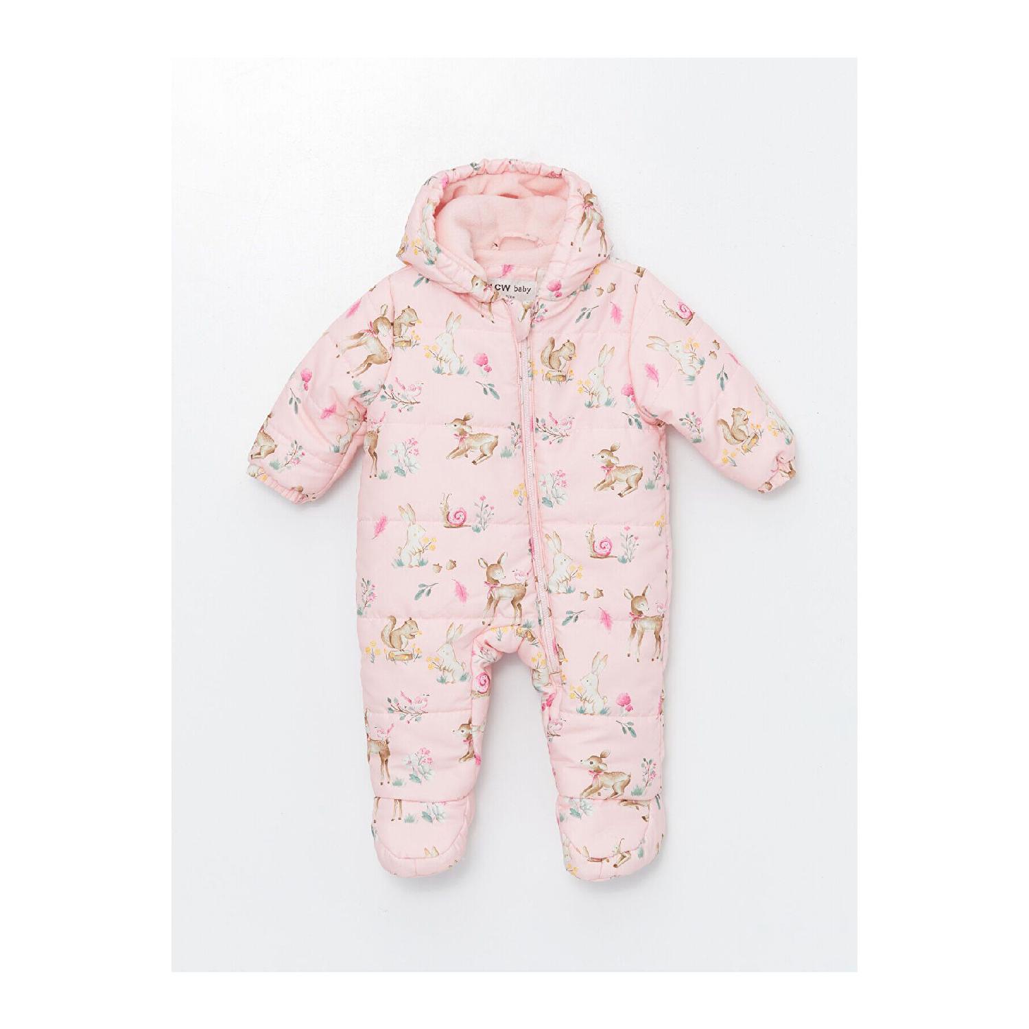 

Lcw Hooded Printed Baby Girl Astronaut Coat 24-36 Ay розовый