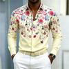 Camicia da uomo stile vacanza hawaiana camicia da uomo floreale a maniche lunghe alla moda design a stampa integrale cardigan top da viaggio all'aperto