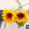 Artificial Sunflower with Leaves Long Stem Fake Silk Large Sunflower for Home Hotel DIY Craft Wedding Party Indoor Outdoor Decoration