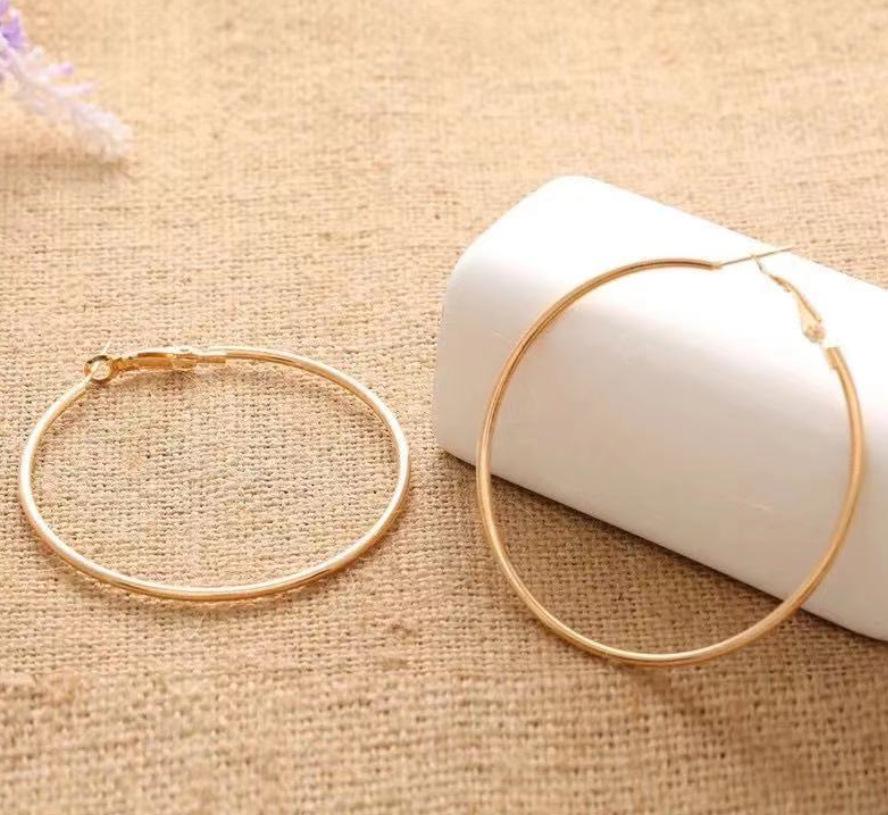 925 Silver Needle Exaggerated Hoop Earrings with Korean-Style Metal Design