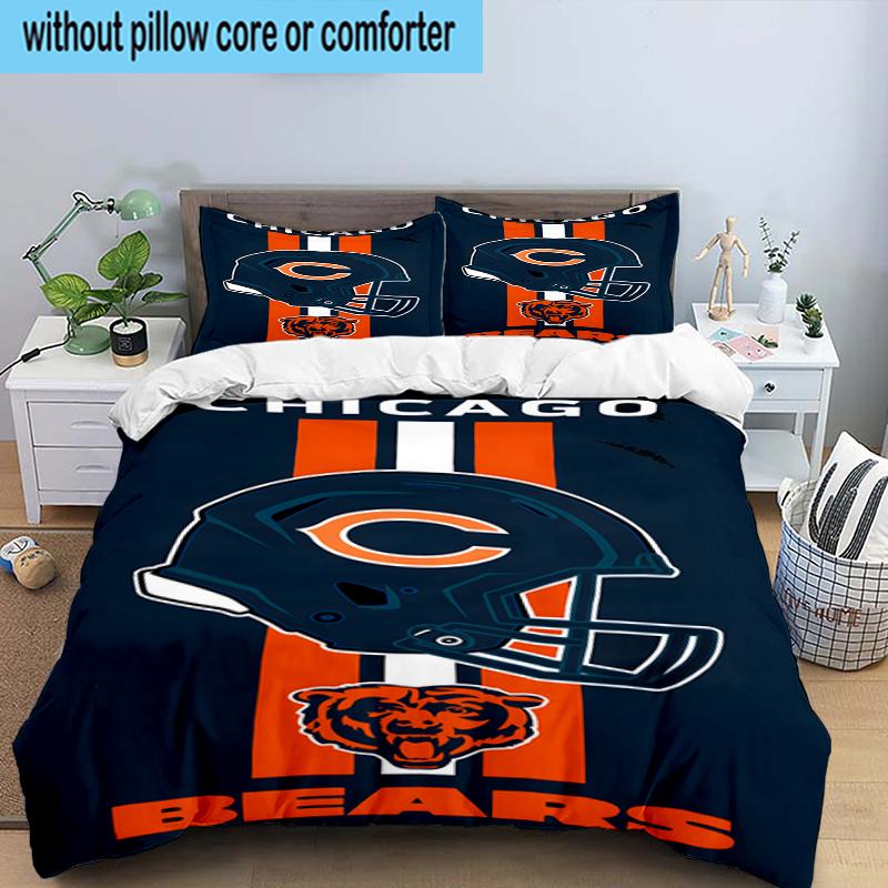 Set Biancheria da Letto 3 Pezzi Chicago Bears Stampa 2D (Include 1 Copripiumino + 2 Federe Senza Imbottitura), Decorazione camera da letto, Regalo ventilatore