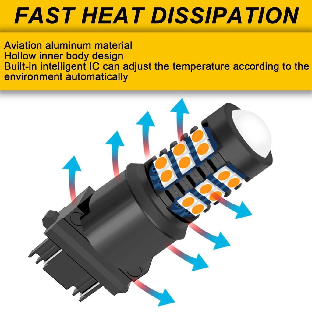 GLOFE LED Front/Rear Turn Signal Light Bulb 3157 LED Bulb Amber Yellow 400% Bright