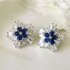 Gorgeous Blue Cubic Zirconia Stud Earrings Engagement Wedding Party Accessories for Women Blue Earrings Fashion Jewelry