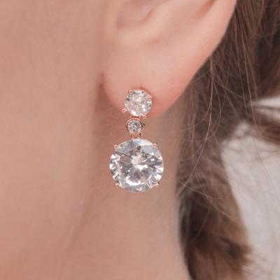 CRANNE 14K Big Size Cubic Drop Earrings (Gold Pin) C24EGP195