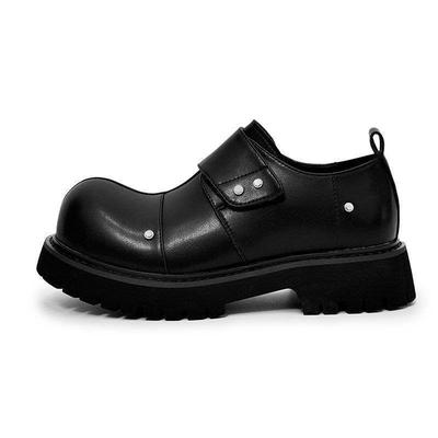 Heightening Derby Leather Shoes British Trendy Big Head Dress Black Commuter Business Platform Outdoor